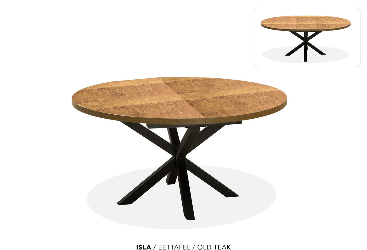 Maxfurn - Ronde uitschuiftafel 130/170 | Zeer krasvast | Kleur: Teak