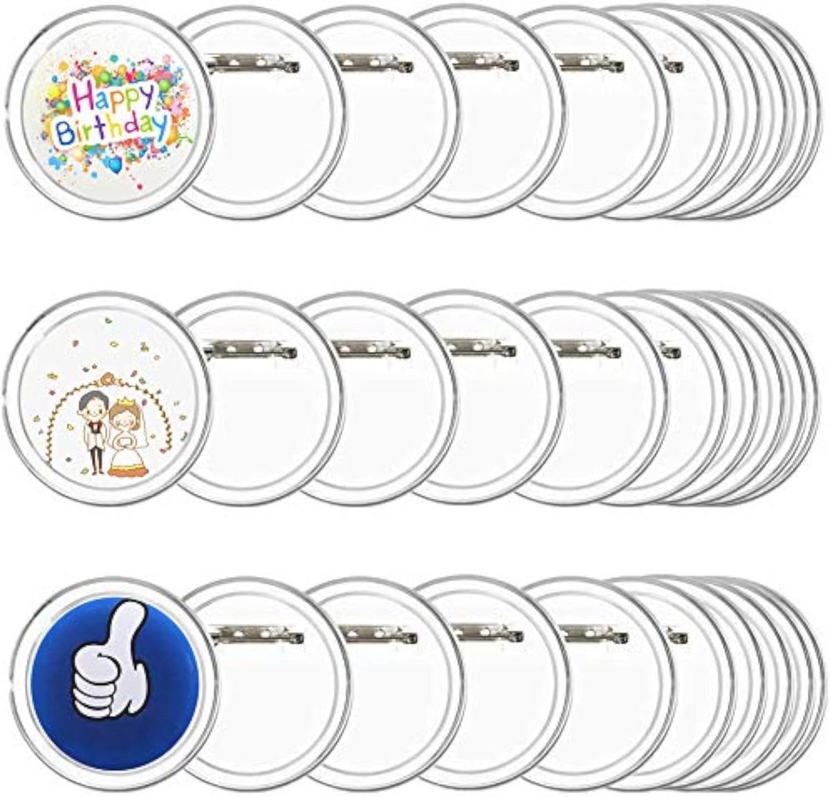 30 Stuks Zelfmaak Buttons zonder Buttonmachine - 60 mm Veiligheidsbuttons voor Kinderen en Feestjes