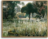 Vintage canvas foto's met lijst, hout, 20 x 25 cm, kleine wandafbeeldingen voor woonkamer, natuur, zomer, landschap, kunstdruk, wanddecoratie, slaapkamer, schilderij, desktop, badkamer