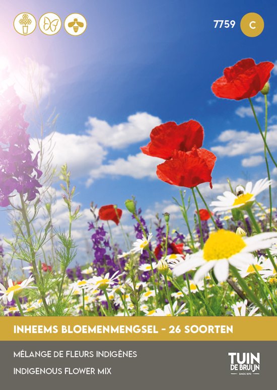 Inheems Bloemenmengsel Zaden – 12 Soorten – Bijen & Vlinder Mix – Biodiversiteit Tuin – Meerjarig & Eenjarig – Tuin de Bruijn