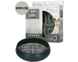 Eat Slow Live Longer Tumble Feeder – ø 20 cm - Voerbak – Anti-schrok bak voor honden – Slowfeeder met beweging – Trager eten voor je huisdier - Grijs