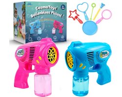 CosmoToys Bellenblaas Pistool – 2 STUKS – Bellenblaasmachine – Speelgoed voor Onderweg - Navulling – Uitdeelcadeaus – Blauw en Roze
