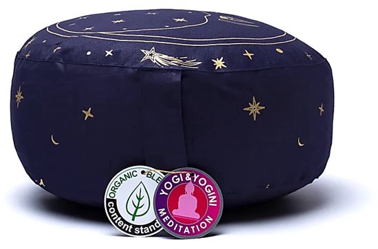 Meditatiekussen maan donkerblauw biokatoen (OCS) van Yogi & Yogini — afbeelding 2