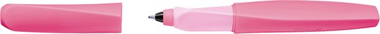 Stylo rose pâle avec capuchon et corps torsadés, pointe noire.