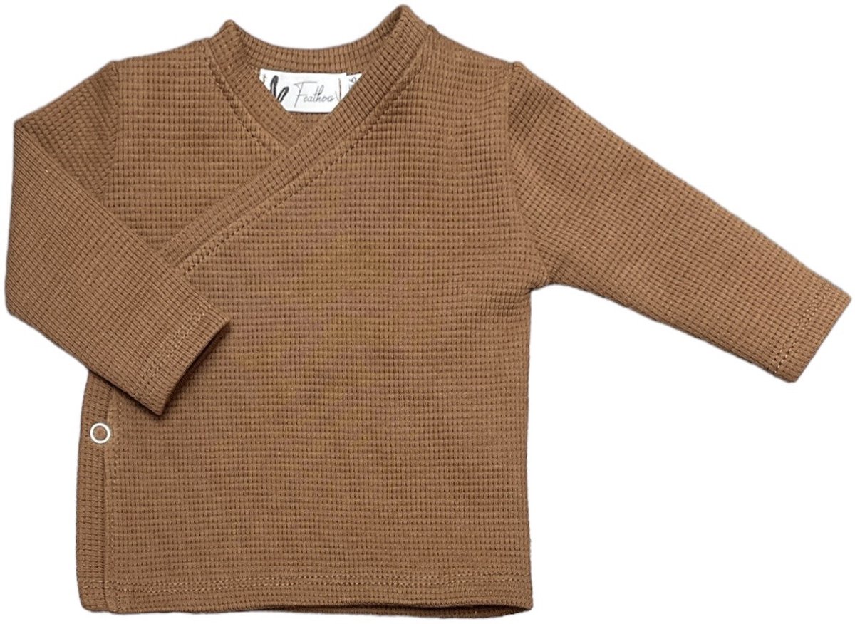 Overslagshirtje - Waffle - Brown - maat 44