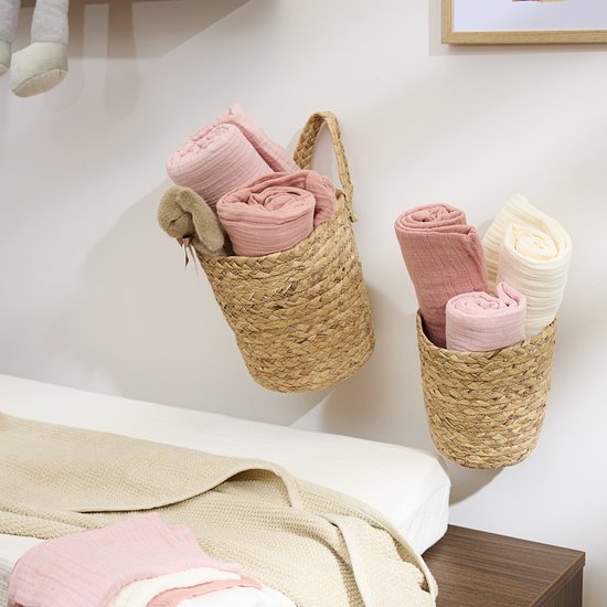 Meyco Baby Uni monddoekjes - 3-pack - pre-washed hydrofiel - soft rose/rose/natural - 30x30cm van Meyco — afbeelding 4
