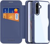 Coque Dux Ducis Skin X Pro compatible avec Samsung Galaxy A36/A56 | Compatible avec MagSafe/Qi2 | Bibliothèque avec porte-carte RFID | Housse de protection | Bleu transparent