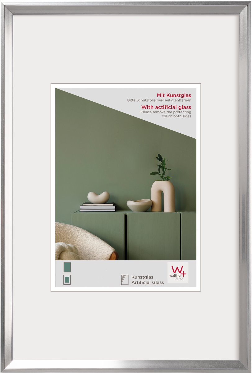 Walther Desire - Kunststof lijst - Fotoformaat 50x70 cm - Kunstglas - Zilver