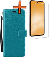 Hoes - Met Screenprotector - Geschikt voor Samsung Galaxy A56 - Luxe Pasjeshouder - Bookcase Portemonee - Flip Case - Kunstleer Book Case - Flipcase - Book Cover - Walletcase - PortemonneeHoes - Turquoise