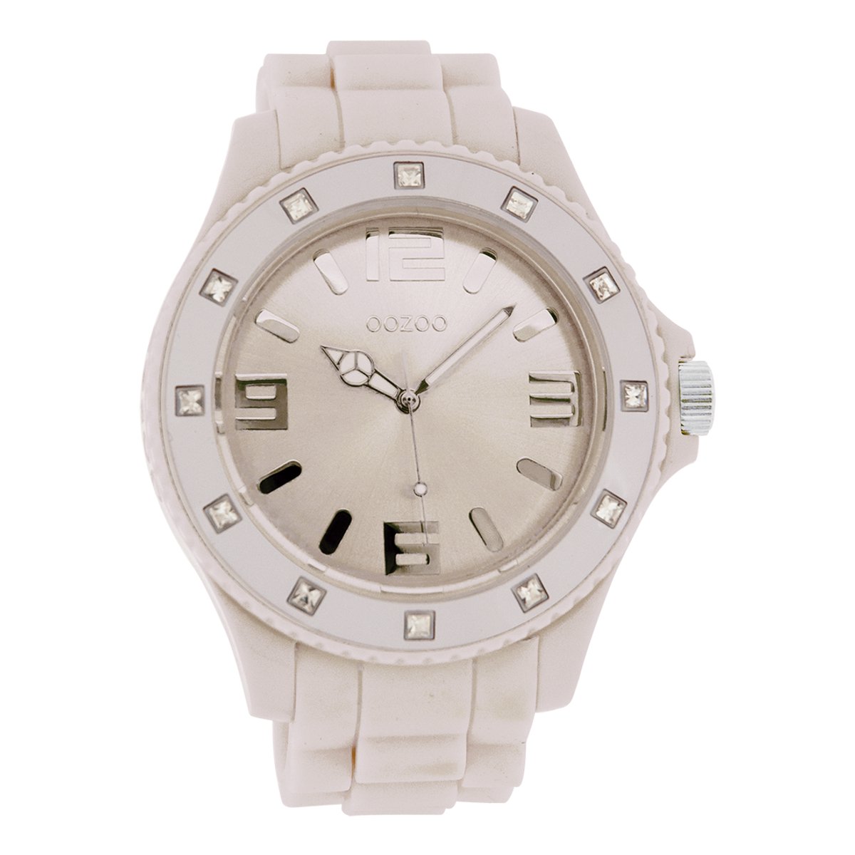 OOZOO Timepieces - Oud roze horloge met oud roze rubber band - C4338