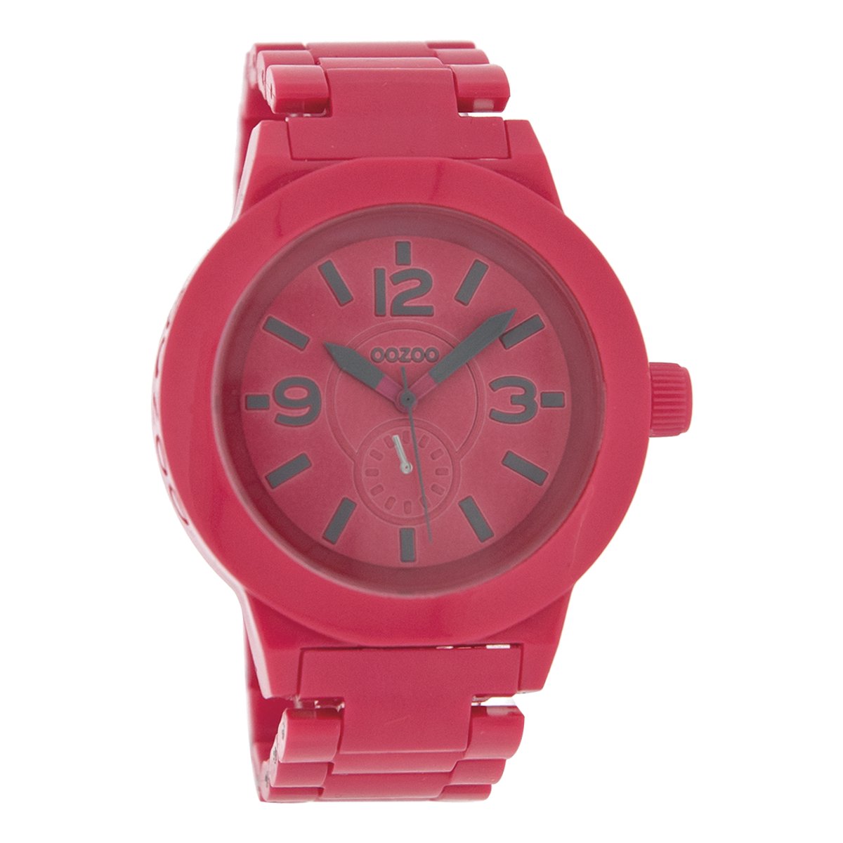 OOZOO Timepieces - Roze horloge met roze kunststof horlogeband - C4117