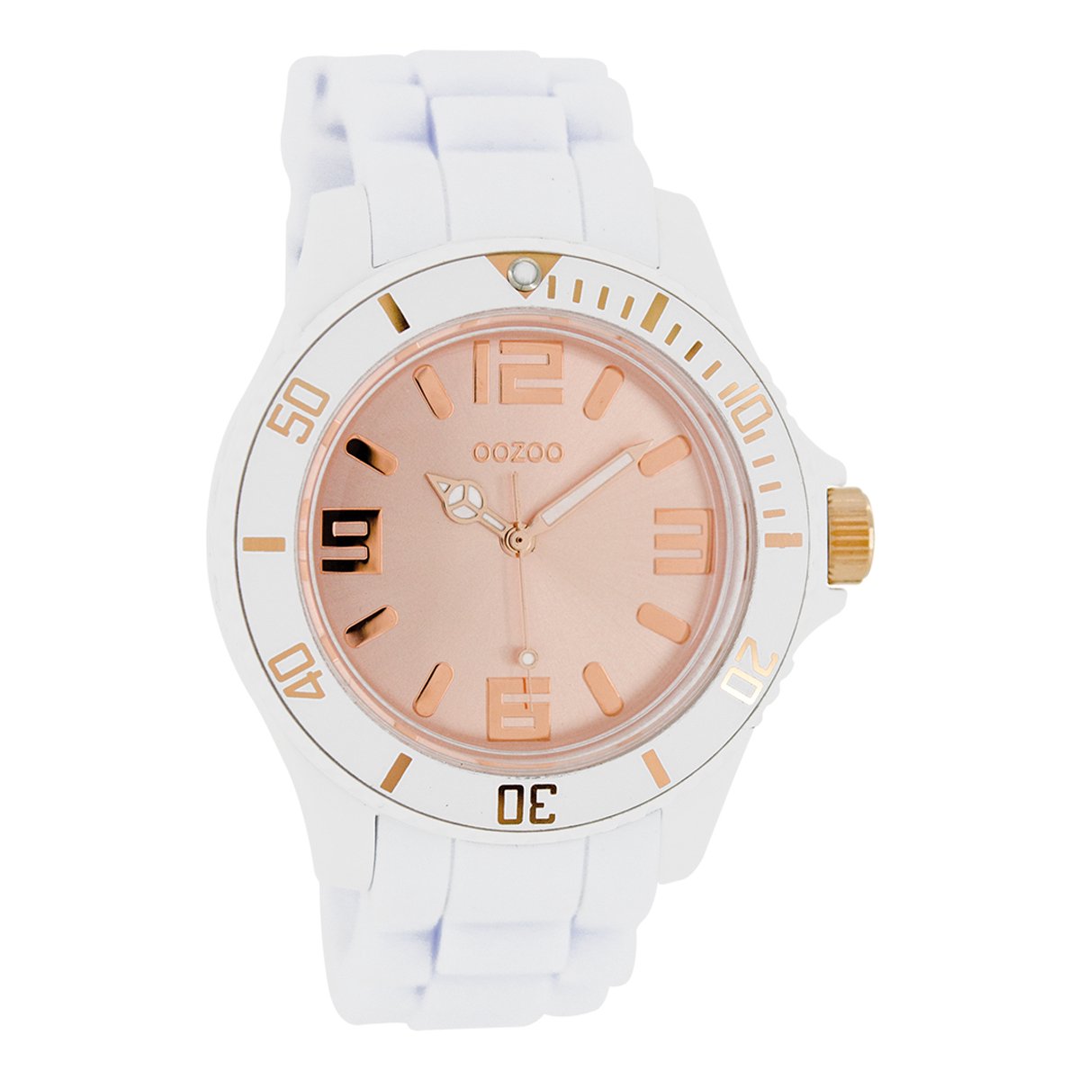 OOZOO Timepieces - Witte horloge met witte rubber band - C5064