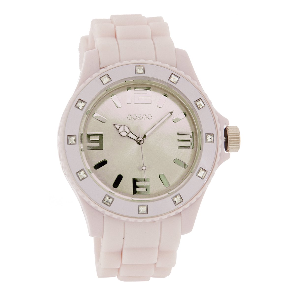 OOZOO Timepieces - Oud roze horloge met oud roze rubber band - C4358