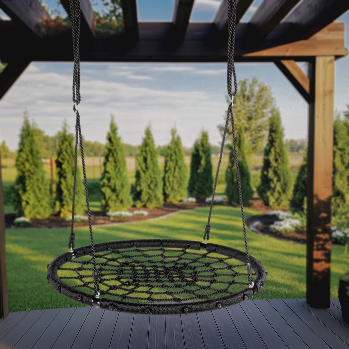 Luverno® Nestschommel XXL - tot 150 kg - Schommel, Kinderschommel, Netschommel, Hangende Schommel, Plaatschommel - Tuin, Terras, Balkon, Veranda — afbeelding 3