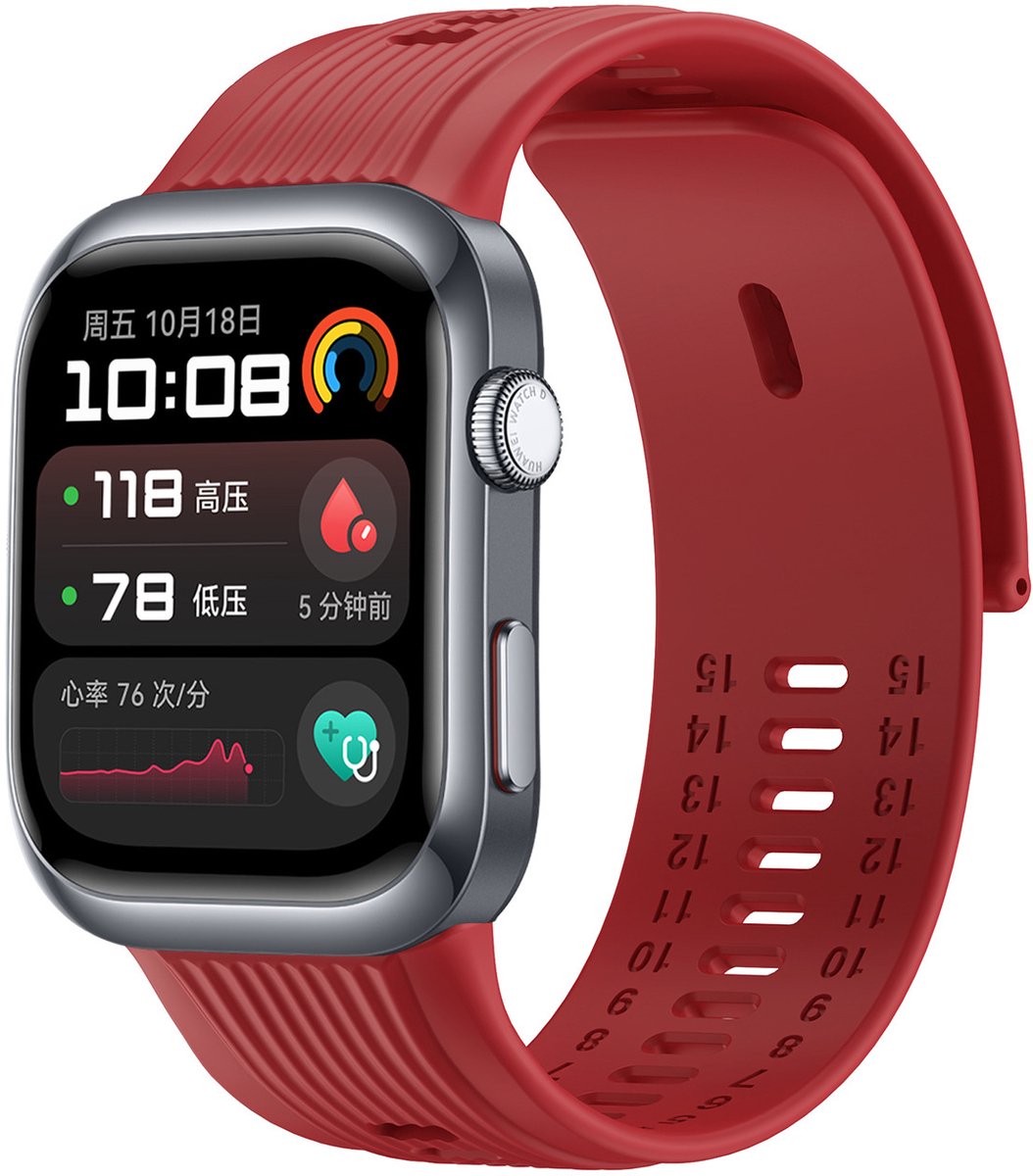 Strap-it Smartwatch siliconen bandje - geschikt voor de Huawei Watch D2 (rood)