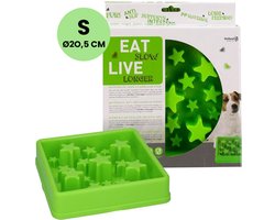 Eat Slow Live Longer Star Voerbak S – Ø 20.5 cm - Anti-schrok voerbak – Slow feeder voor honden – Anti-slip – Geschikt voor de kleinere hond - Groen