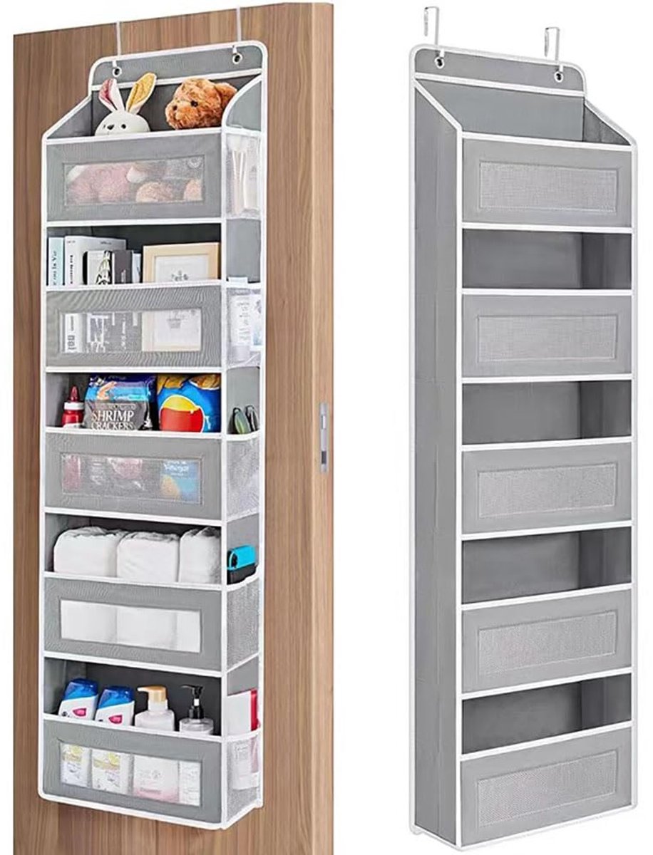 My Ninki ® Ruime Deurhanger Organizer met Vijf Transparante Venstervakken voor Speelgoed en Handdoeken