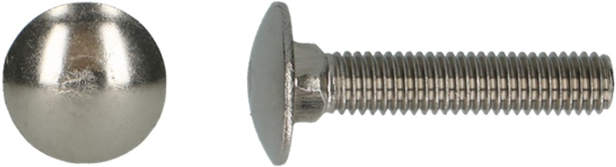 Slotbout DIN 603, Roestvast staal A2, blank M6x70mm x 50stuks