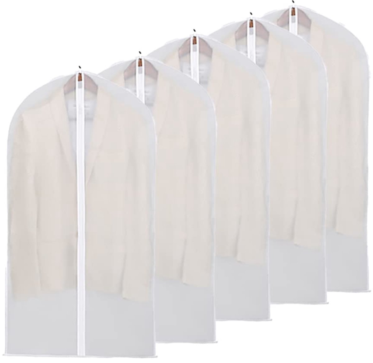 My Ninki ® Kledinghoezen voor Stof- en Motbestendige Bescherming met Rits, Transparant, Waterdicht en Ademend, Set van 5 Stuks (60 x 100 cm)