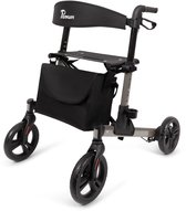 Parvum Riva - Makkelijk dubbel opvouwbaar (zie filmpje) - Remkabels weggewerkt - Semi-soft banden - Lichtgewicht en opvouwbaar (6,6 kg) - Rollator inclusief tas, stokhouder rugband - Grijs