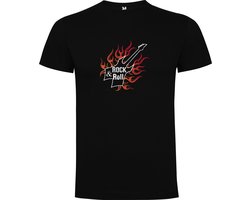 Zwart T-Shirt met Kleurrijke print “ Rock n'Roll Gitaar Vleugels Vlammen – Muziek – Good Vibes “ Print Full Color Maat M