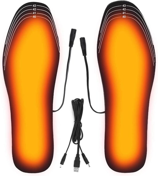 Verwarmde Inlegzolen voor Winter, USB Oplaadbare Thermische Voetwarmers, Snijwasbare Binnenzolen voor Mannen en Vrouwen