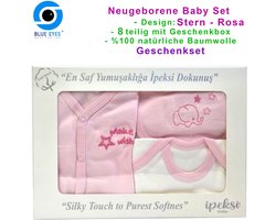 Blue eyes. Pasgeboren baby cadeauset 100% natuurlijk katoen eerste uitrusting meisjes kleding cadeauset babyuitrusting voor baby's 0-4 maanden 8-delig (ster roze)