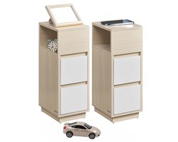 Homesy Smal nachtkastje set van 2 – Met lades naturel beige –wolkenwit