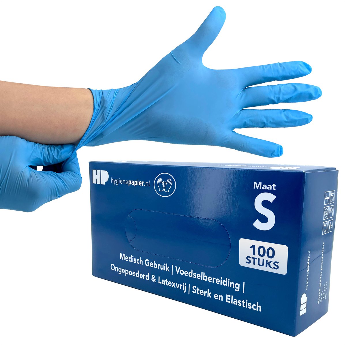 100st Handschoenen soft nitril Small ongepoederd blauw (30021)