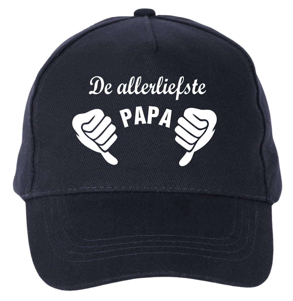 Mijncadeautje - 5 panel - Cap - Verstelbaar - Pet van 100% dik geborsteld katoen- unisex - opdruk wit - de allerliefste papa - navy blauw