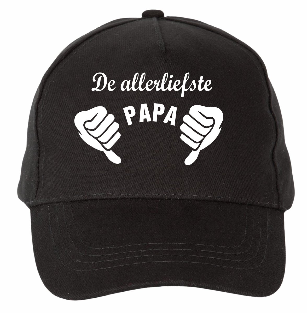 Mijncadeautje - 5 panel - Cap - Verstelbaar - Pet van 100% dik geborsteld katoen- unisex - opdruk wit - de allerliefste papa - zwart