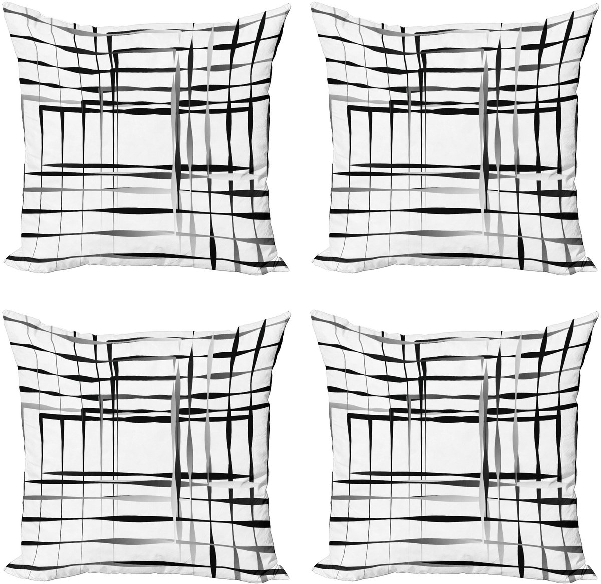 New Bed Zwart Abstracte Kunst Geometrisch Decoratieve Sierkussenhoes Set van 4 voor Bank Slaapkamer Woonkamer, 41cm x 41cm Gedrukte Kussenhoes