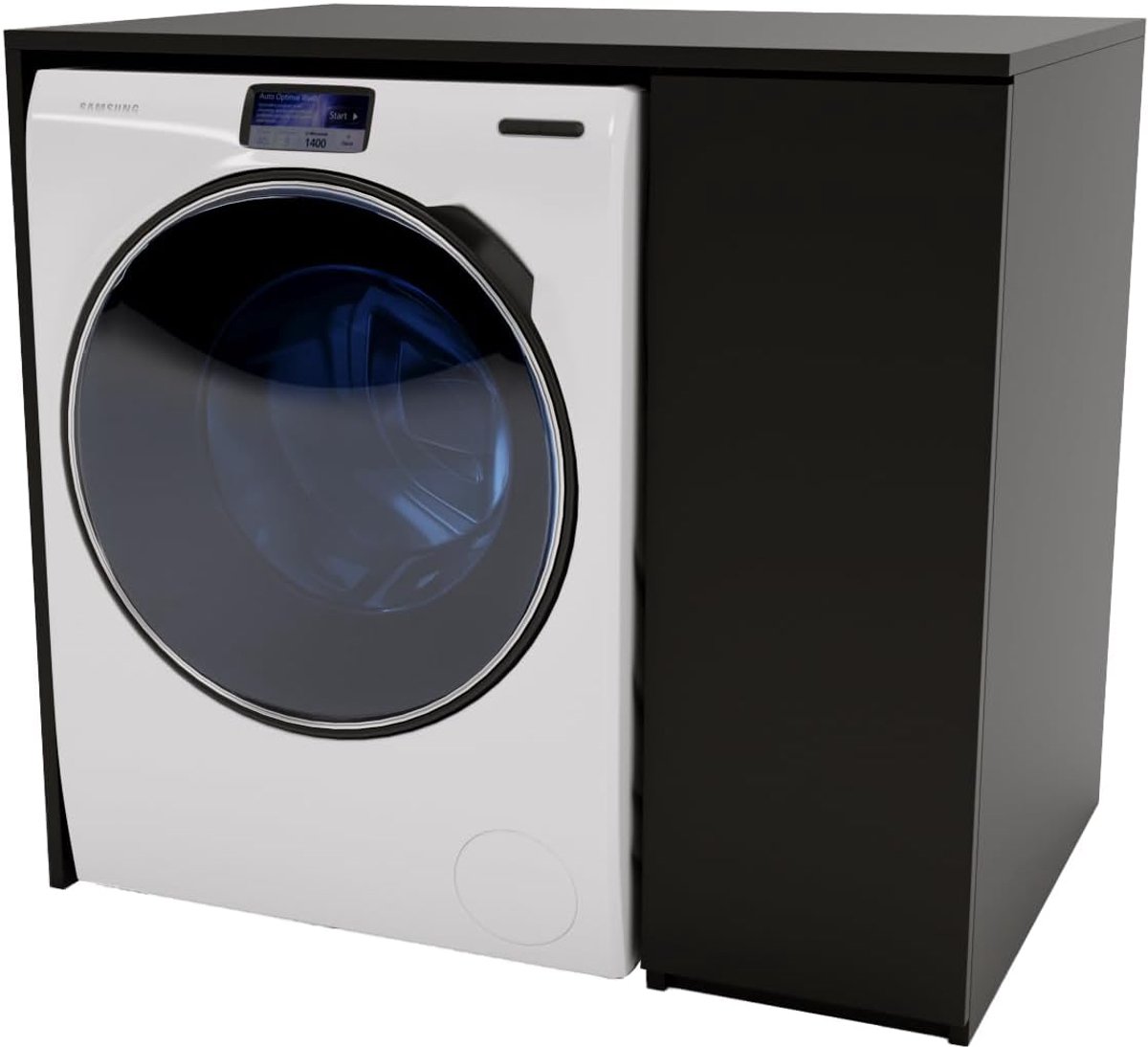 Minimalistische Wasmachinekast met Opbergruimte - Stijlvolle Oplossing voor Badkamer en Bijkeuken