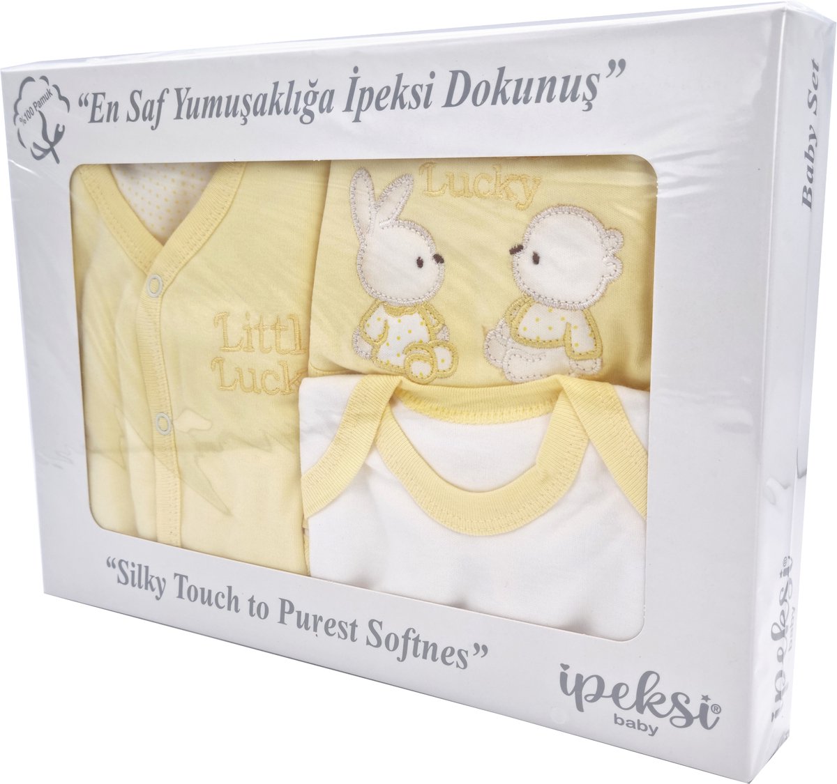 Babycadeauset voor pasgeborenen, 100% natuurlijk katoen, eerste uitrusting, uniseks, kleding voor baby's, 0-4 maanden, 8-delig (stergeel)