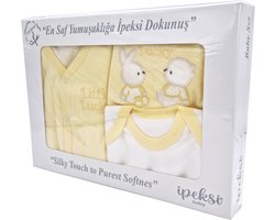 Babycadeauset voor pasgeborenen, 100% natuurlijk katoen, eerste uitrusting, uniseks, kleding voor baby's, 0-4 maanden, 8-delig (stergeel)