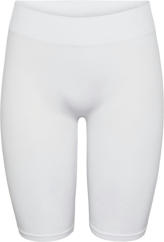 Voorkant van een witte, nauwsluitende fietsshort.