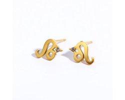 Plux Fashion Leeuw Oorbellen - Goud - 1cm - Sieraden - Sterrenbeeld Oorbellen - Leeuw Sterrenbeeld - Stainless Steel - Sieraden Cadeau - Sterrenbeeld Leeuw Sieraad - Gouden Oorbellen - Luxe Style - Duurzame Kwaliteit - Roestvrijstaal