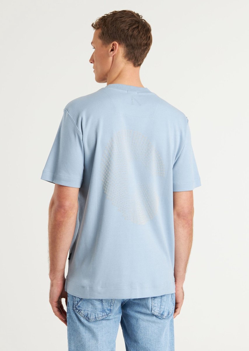 CHASIN' Shirt Heren - Loose Fit T-Shirt Afdrukken - Dot - Lichtblauw
