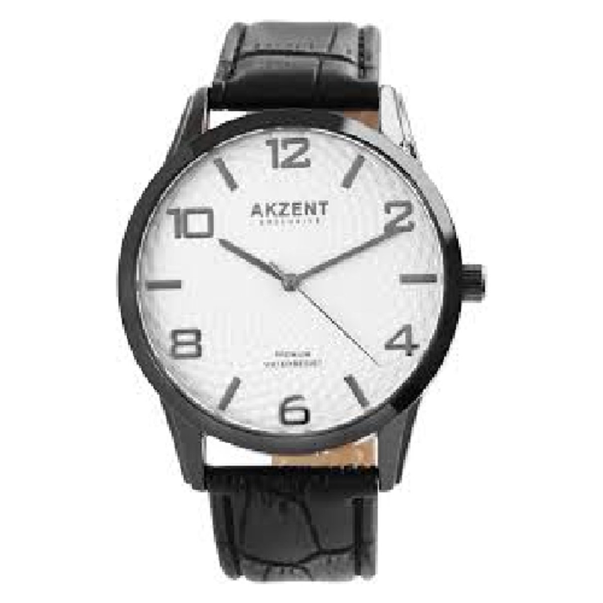 Akzent-2900191-003-herenhorloge-zwart-duidelijke wijzerplaat-3 atm waterdicht-diameter 44 mm