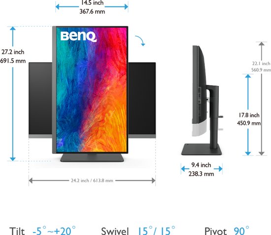 BenQ Creative Pro PD2706U 4K Monitor - Ultra HD Beeldscherm - IPS