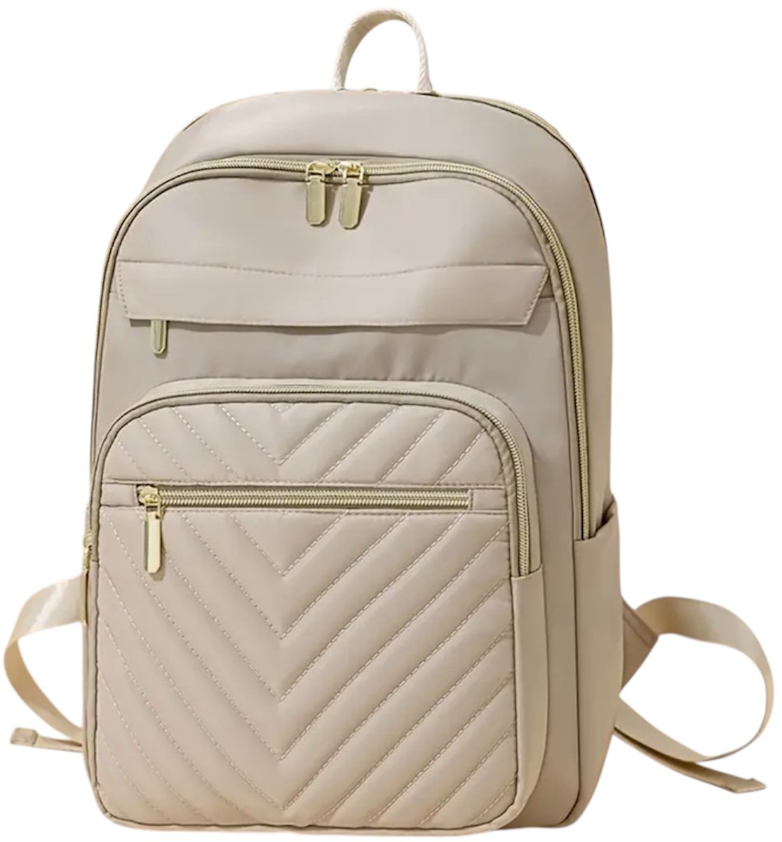 Twenty Two™ Reis laptop rugzak | schoolrugzak met 9 vakken | 2-way ritssluiting | geschikt voor 12-13 inch laptop-Ipad |30x12x40cm| waterdicht/oxford stof |laptoptas-reistas-schooltas dames-tieners |rugzak voor reizen-school-werk | beige-goud patroon