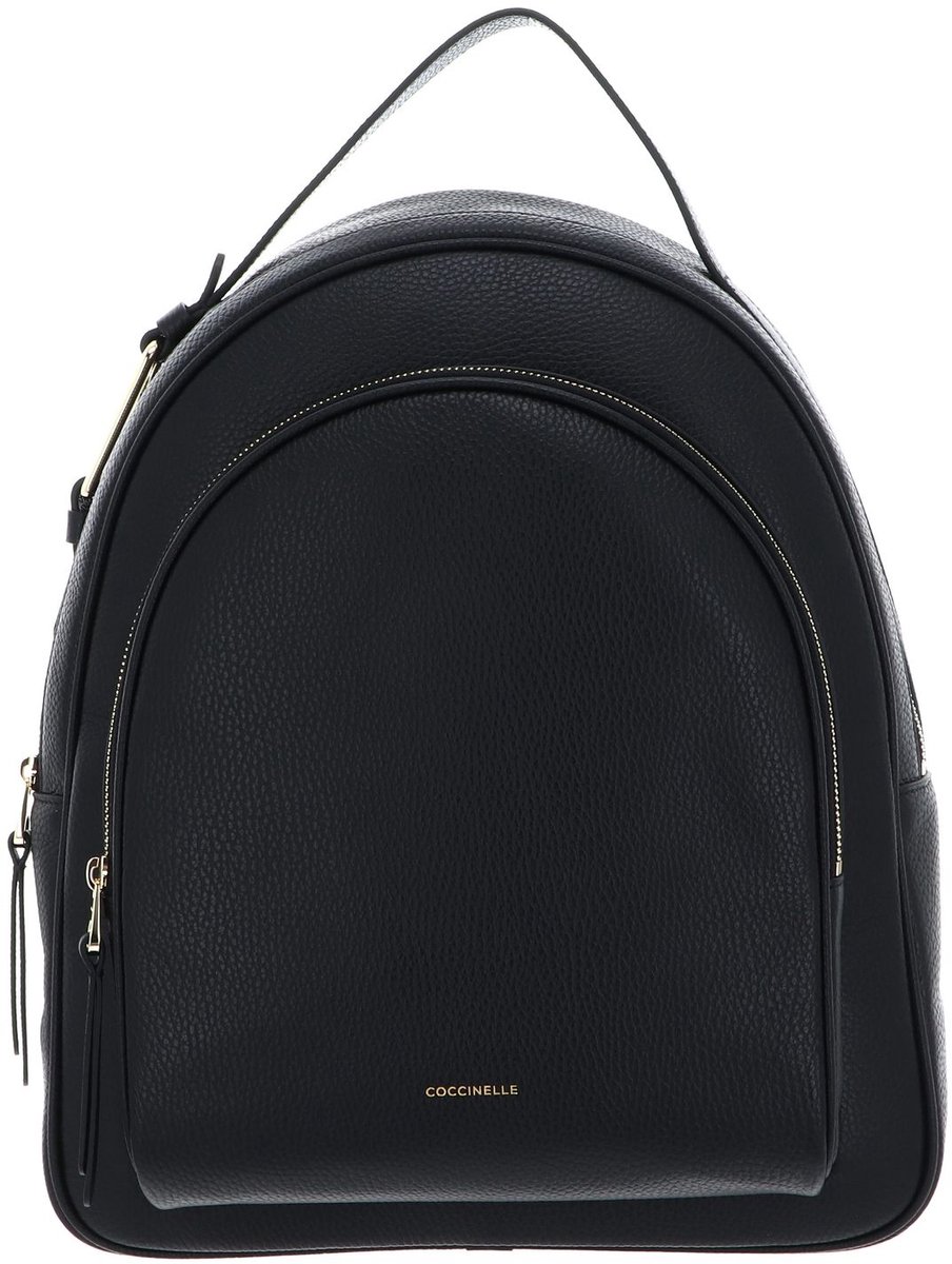 COCCINELLE Leren Rugzak Malory Backpack Grained Leather Noir Zwart