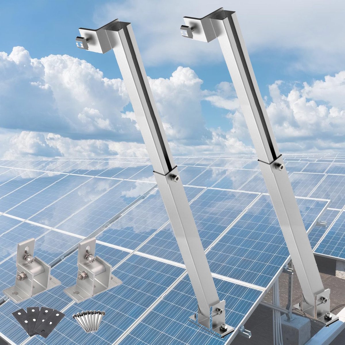 Dakhouder voor Zonnepaneel - Verstelbare Bevestiging voor Schuin en Plat Dak - Fotovoltaïsche Montage 0-40 Graden