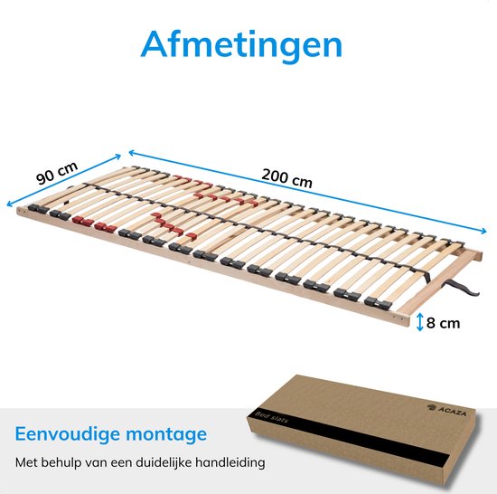 Sommier à lattes Flex Super Confort - Sommier 90x200cm - Hêtre