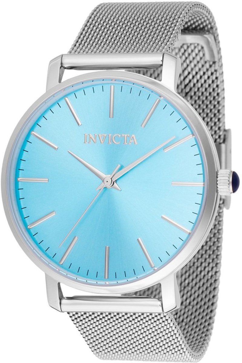 Invicta Angel 48844 Dames Horloge - Waterdicht - Analoog - Quartz Uurwerk - Roestvrij Staal met blauwe Wijzerplaat - 38mm
