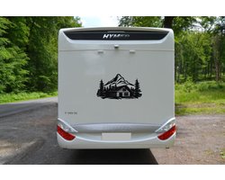 Camper sticker huis in de bergen