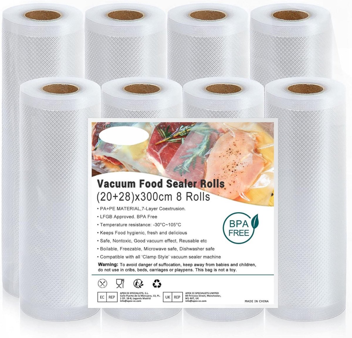 Vacuumzakken voedsel - Sealzakken - Diepvries - Voedsel - Vacuüm zakken - Sealbaar - Vacumeerzakken - Eten - Vacumeerplastic - Vacuum Opbergzakken - Sous vide Zakken