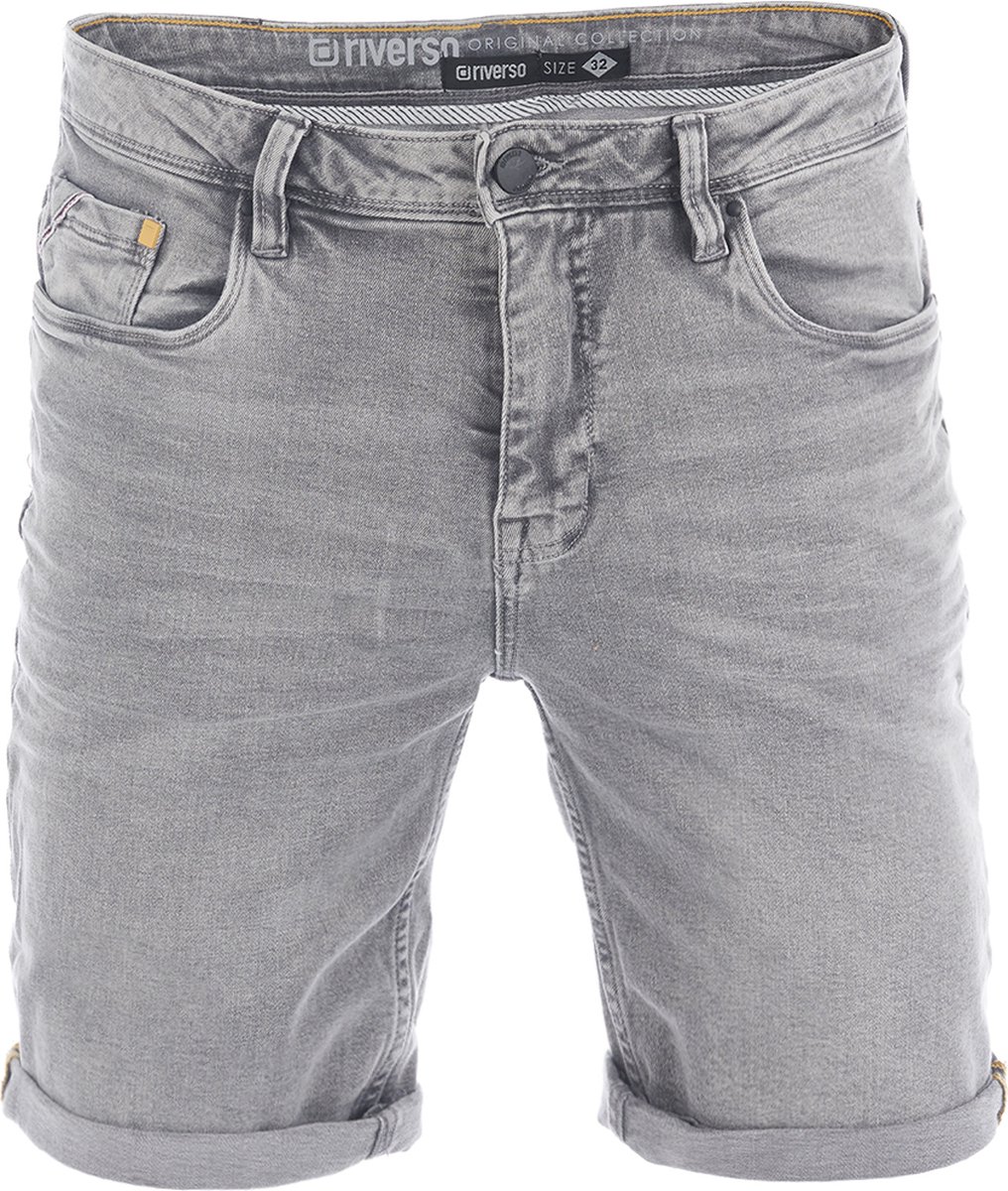 riverso Heren Short Broeken RIVUdo regular/straight Fit Grijs W 44 Volwassenen Denim shorts Stretch Jeans Korte Broek
