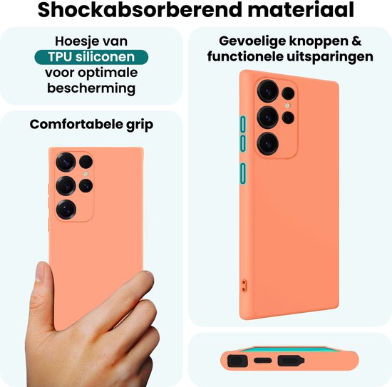 Coque adaptée pour Samsung S25 Ultra Coque en Siliconen – Coque adaptée pour Samsung Galaxy S25 Ultra Coque arrière – Pêche