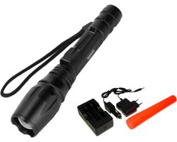 Igoods Zaklamp - LED Zaklamp Oplaadbaar - Militaire Zaklamp - Verkeersregelaar Lamp - Uitschuifbaar - Oplaadbaar - Zwart
